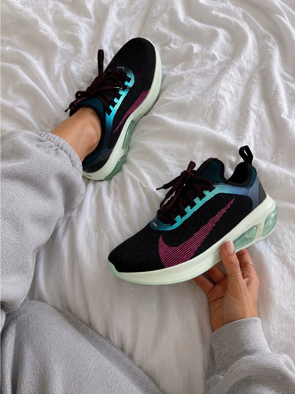 Nike Air Max Fly Black Laser Fuchsia Teal Running Shoes Women’s 8